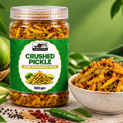 Aiman Foods Crushed Mango Pickle 500 GM – Spicy & Tangy Crushed Aam Ka Achar