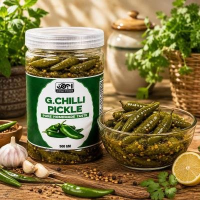 Aiman Foods Green Chilli Pickle (Hari Mirch ka Achar) - 500 GM | Pure Homemade Taste
