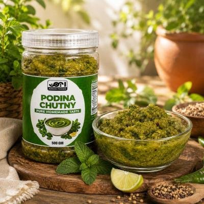 Aiman Foods Podina Chutney 500 GM – Fresh, Spicy & Tangy Mint Chutney