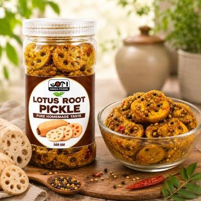Aiman Foods Lotus Root Pickle 500 GM – Spicy & Tangy Traditional Kamal Kakri Achar